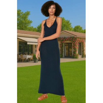 Kadın V Yaka Maxi Elbise Triko Kumaş Rahat Günlük Tarz Rahat Ve Şık Dayanıklı Malzeme Yüksek Kalite