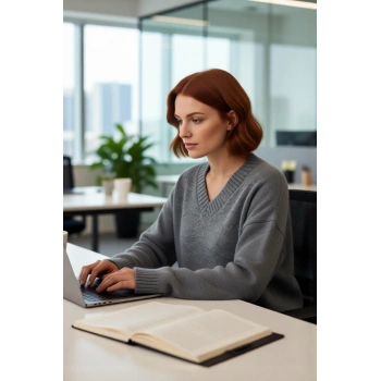 Kadın V Yaka Triko Kazak Geniş Kalıbı ve Yumuşak Dokusuyla Soğuk Havalarda Konforlu Bir Deneyim