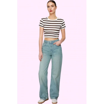 Kadın Vintage Jean Pantolon Pamuk Yüksek Bel Wide Leg Tüm Sezonlar Yaz Aylarının Vazgeçilmezi