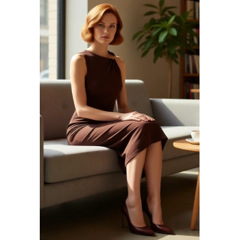 Kadın Vücudu Saran Midi Boy Tek Omuz Asimetrik Yaka Özel Gün Gece Abiye Elbisesi Kaliteli Şık