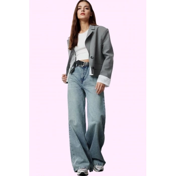 Kadın Wide Leg Denim Jean Pamuk Uzun Boy Normal Bel Günlük Kullanım Yaz Aylarının Vazgeçilmezi