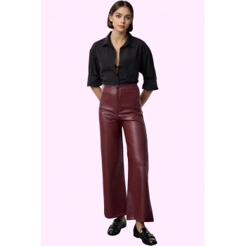 Kadın Wide Leg Pantolon Yüksek Bel Örme Kumaş Günlük Kombinler Hafta Sonu Kaliteli Malzeme