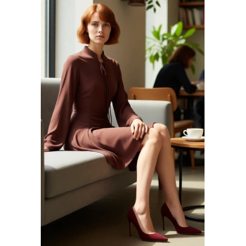 Kadın Yarasa Kol Skater Kesim Bağlama Detaylı Dokuma Mini Elbise Günlük Şıklığınızı Tamamlar