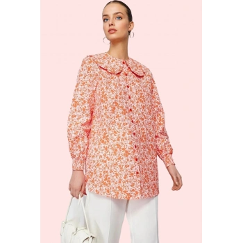 Kadın Yazlık Bebe Yaka Gömlek Polyester Pamuk Rahat Günlük Hafta Sonu Yaz Aylarının Vazgeçilmezi