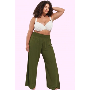 Kadın Yazlık Geniş Paça Pantolon Viskoz Polyester Büyük Beden Günlük Kullanım Modern Tasarım