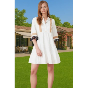 Kadın Yazlık Pamuklu Mini Elbise Rahat Kalıp Şık Düz Desenli Trend Tasarım Profesyonel Görünüm