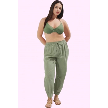 Kadın Yazlık Plaj Pantolonu Pamuk Yüksek Bel Rahat Havuç Kalıp Günlük Kullanım Özel Günler