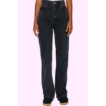 Kadın Yüksek Bel Geniş Paça Denim Pantolon Pamuk Günlük Stil Hafta Sonu Yaz Aylarının Vazgeçilmezi