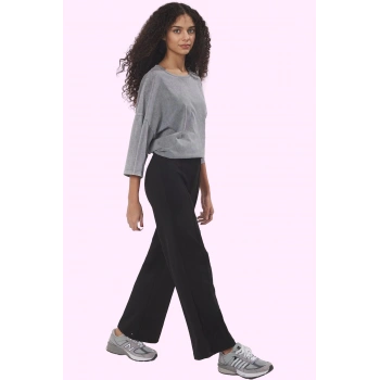 Kadın Yüksek Bel Geniş Paça Örme Pantolon Günlük Kullanım İçin Hafta Sonu Kaliteli Malzeme