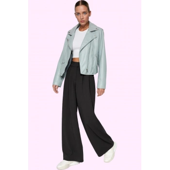 Kadın Yüksek Bel Geniş Paça Pileli Pantolon Günlük Şıklık Hafta Sonu Yaz Aylarının Vazgeçilmezi