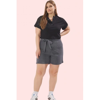 Kadın Yüksek Bel Geniş Paça Şort Regular Büyük Beden Casual Günlük Kullanım Modern Tasarım