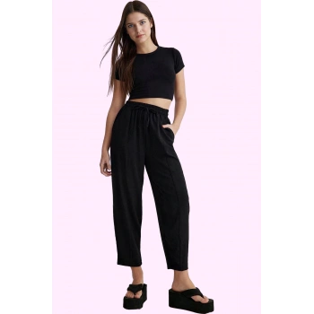 Kadın Yüksek Bel Harem Pantolon Düz Desen Rahat Kalıp Günlük Kullanım Yaz Aylarının Vazgeçilmezi
