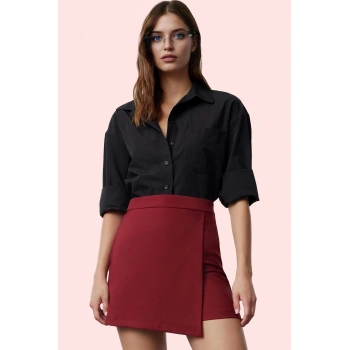 Kadın Yüksek Bel Kemerli Şort Etek Dokuma Finike Günlük Yazlık Hafta Sonu Kaliteli Malzeme