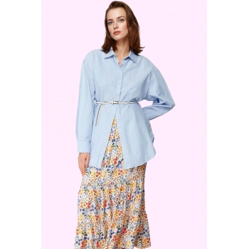 Kadın Yüksek Bel Maxi Etek Kırışmaya Dayanıklı Çiçek Desenli Dokuma Kumaş Günlük Hafta Sonu