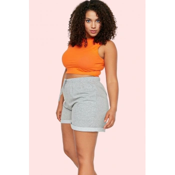 Kadın Yüksek Bel Örme Şort Rahat Straight Kalıp Çift Cepli Günlük Kombinler Modern Tasarım