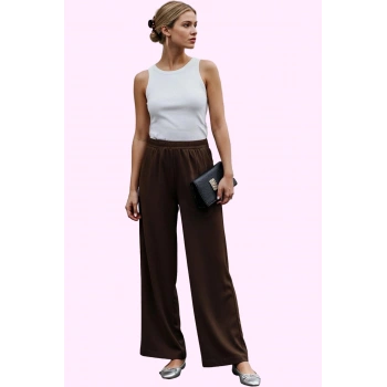 Kadın Yüksek Bel Wide Leg Dokuma Pantolon Casual Günlük Stil Hafta Sonu Yaz Aylarının Vazgeçilmezi