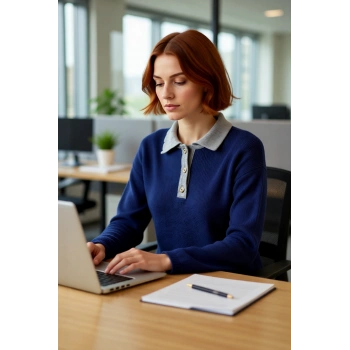 Kadın Yumuşak Dokulu Triko Kazak Oversize Kesim Polo Yaka Detaylı Kışlık Konforlu Giyim Ürünü