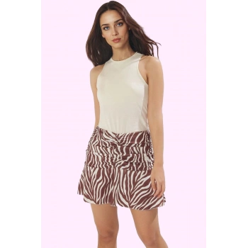 Kadın Zebra Desenli Mini Örme Etek Yüksek Bel Kalem Kalıp Yazlık Günlük Yaz Aylarının Vazgeçilmezi