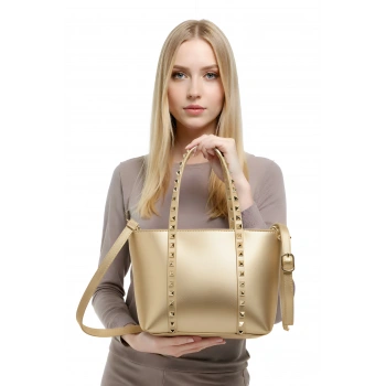 Kadın Zımba Detaylı PU Deri El Ve Omuz Çantası Günlük Kullanım İçin
