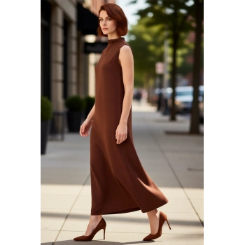 Kadınlar İçin Düz Dalgıç Kolsuz Maxi Shift Elbise Modern Ve Rahat Şıklık Sunarak Konfor Verir
