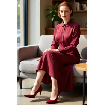 Kadınlar İçin Düz Dokuma Gömlek Elbise Reglan Kol Ve Maxi Boy İle Tüm Sezon Konforu Sunar Kaliteli