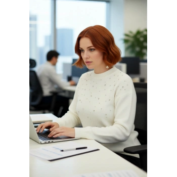 Kadınlar İçin Konforlu Regular Kalıp Düz Trok Detaylı Uzun Kollu Triko Bisiklet Yaka Kazak