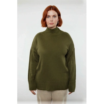 Kadınlar İçin Rahat Relaxed Kalıp Düşük Kol Dik Yaka Triko Kazak Kış Günleri İdeal Seçim