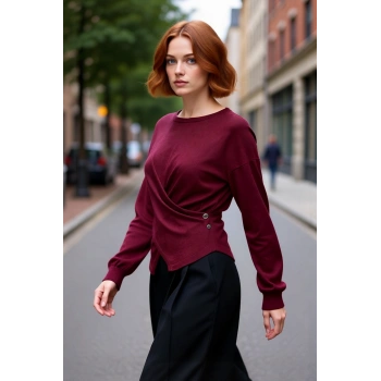 Kadınlar İçin Şık Bağlama Detaylı Triko Kazak Fitted Kesim Kışlık Kombinlerinize Zarafet Katın