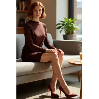 Kadınlar İçin Şık Bodycon Mini Uzun Kollu Kayık Yaka Gece Elbisesi Kalın Sandy Örme Kaliteli