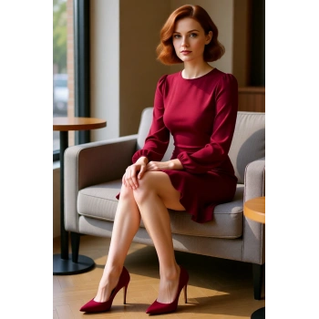 Kadınlar İçin Uzun Balon Kol Mini Elbise Şık Gece Volanlı Tasarım Polyester Karışımlı Dokuma