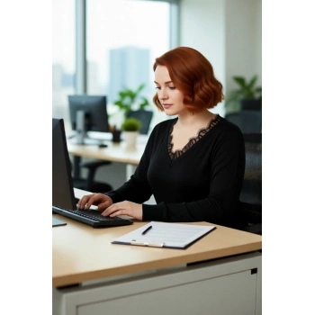 Kadınlara Özel Basic Regular Kalıp Uzun Kollu Triko Kazak Dantel Detayıyla Şık Bir Görünüm