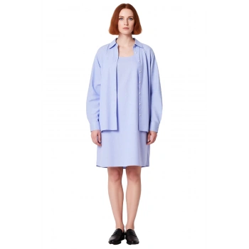 Kadınlara Özel Büyük Beden Çizgili Dokuma Mini Elbise Ve Gömlek İkili Takım İlkbahar Şıklığı