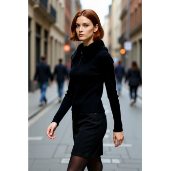 Kadınlara Özel Fitted Kesim Kürklü Yaka Triko Kazak Standart Kol Kışlık Şık Ve Modern Görünüm Sunan