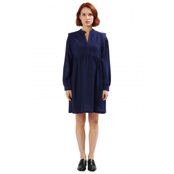 Kadınlara Özel Hakim Yaka Uzun Balon Kol Shift Mini Elbise Rahat Günlük Giy Çık Stili Kaliteli