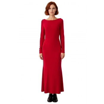 Kadınlara Özel Kayık Yaka Uzun Kol Bodycon Kesim Maxi Elbise Smart Mezuniyet ve Balo Şıklığı