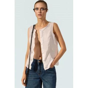 Keten Dantel Detaylı Crop Bluz Rahat Yazlık Stil Şık Görünüm Yüksek Kalite Kaliteli İşçilik