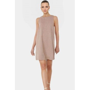 Keten Görünümlü Kolsuz Mini Elbise Geniş Kesim Casual Yazlık Seçkin Malzeme Kaliteli İşçilik