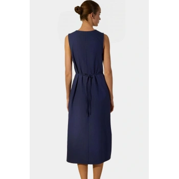 Keten Karışımlı Kolsuz Midi Gömlek Elbise Yazlık Şıklık Rahat Ve Şık Trend Tasarım