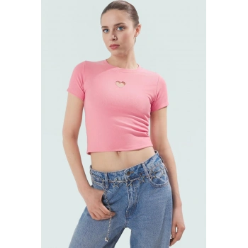 Kısa Kol Örme Bluz Bisiklet Yaka Fitted Ottoman Kumaş Yazlık Rahat Ve Şık Trend Tasarım