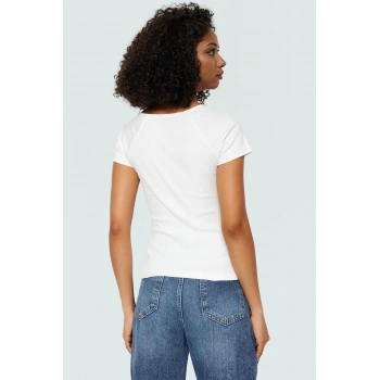 Kısa Kollu Fitted Örme Bluz Esnek Nefes Alan Pamuk Dayanıklı Malzeme Seçkin