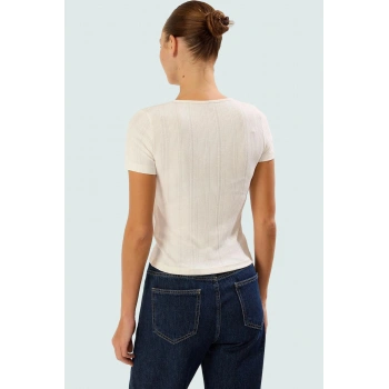 Kısa Kollu Örme Bluz Regular Boy Fitted Kalıp Bisiklet Yaka Yazlık Yüksek Kalite