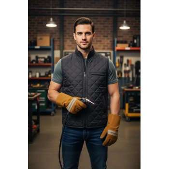 Kışlık Erkek Yelek Kapitone İş Güvenliği Micro Desenli Yeleği Çift Cepli İç Giyim Koruyucu