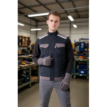 Kışlık Gabardin İş Yeleği Sıcak Rüzgar Geçirmez Blaze Tutucu Fonksiyonel Cepli