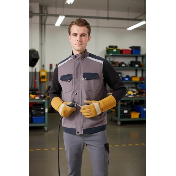 Kışlık Gabardin İş Yeleği Sıcak Rüzgar Geçirmez Blaze Tutucu Fonksiyonel Cepli