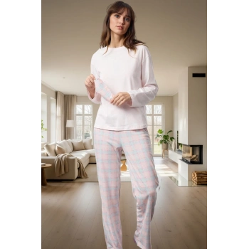 Kışlık Homewear Pijama Takımı Pamuklu Kumaş Ekose Desen Regular Kalıp Trend Tasarım