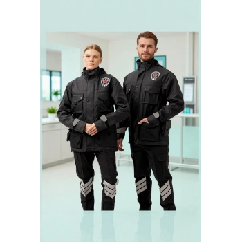 Kışlık İş Güvenliği Kabanı Reflektörlü Mont Kıyafeti Kaban Havalara Modeli