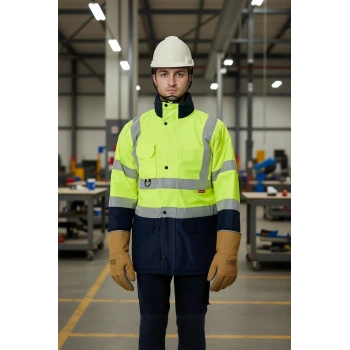 Kışlık İş Güvenliği Parkası Neon EN ISO 13688 20471 343 Linum