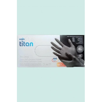Koin Titan Nitril Eldiven XL 50li Dayanıklı İş Güvenliği Eldiveni Tozsuz Hijyenik