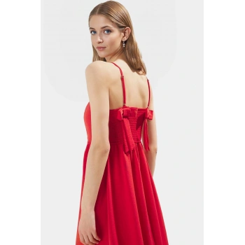 Kolsuz A Kesim Midi Elbise Dokuma Polyester Kumaştan Rahat Şık Zarifane Tasarım Özenle Seçilmiş