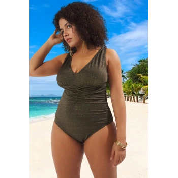 Konforlu Modern Büzgülü Büyük Beden Mayo Plaj Ve Havuz İçin XXL